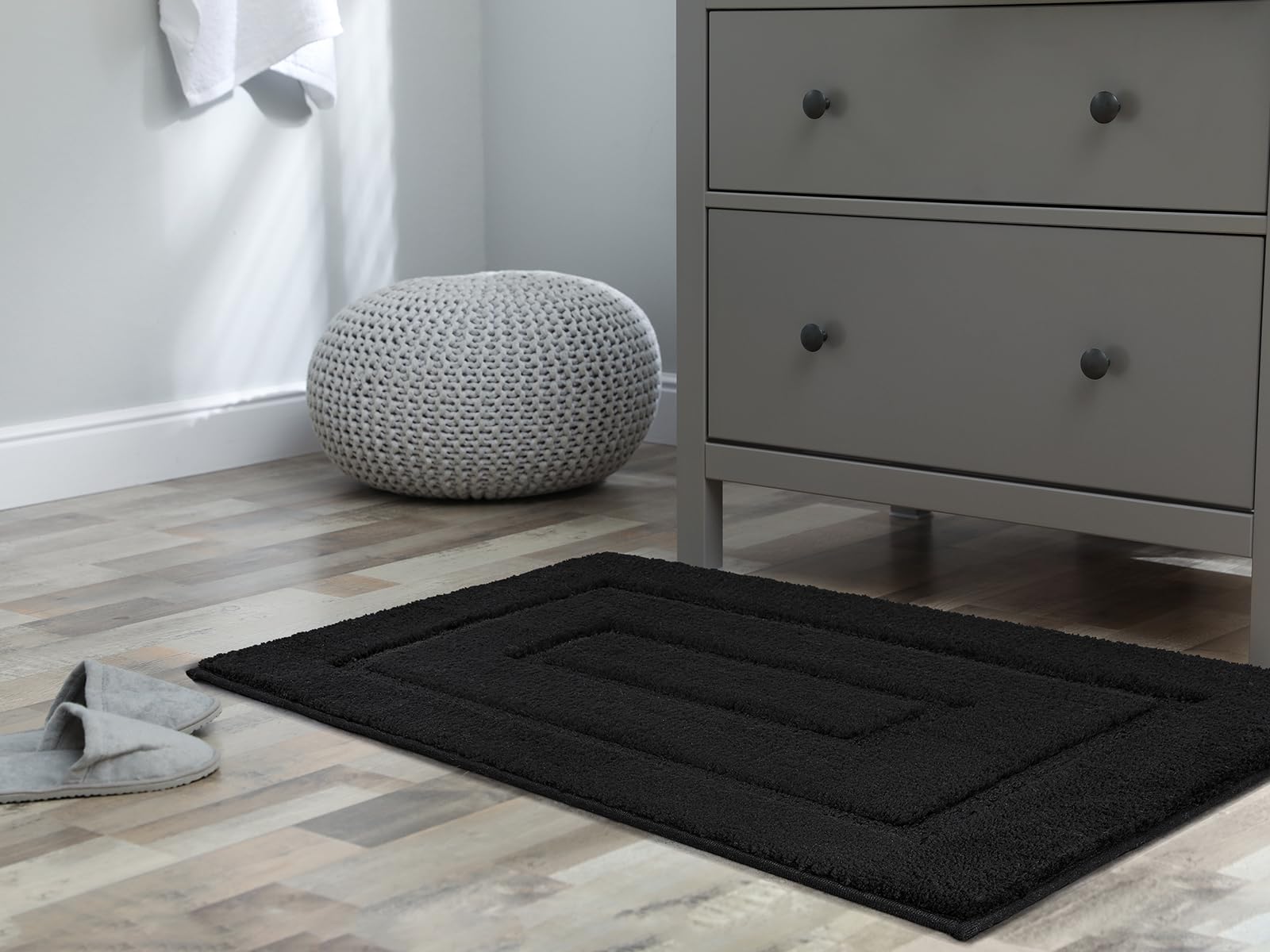 Homore Bath Rug, Black Bathroom Rug 24X36 Inch Soft Absorbent Microfiber Bathroom Runner Rug, Washable Bath Runner Rugs For Bath