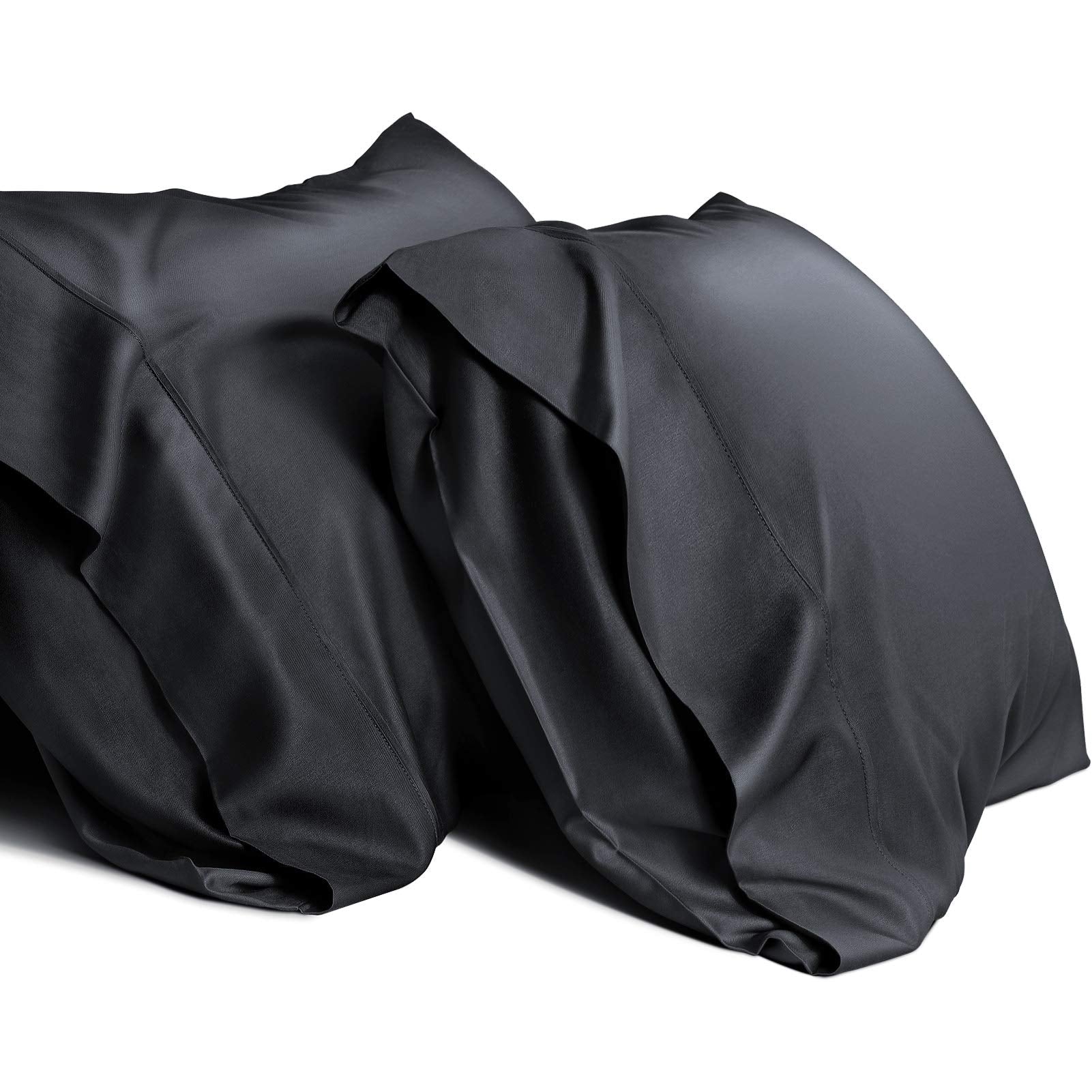 Wishsmile Cooling Pillowcases King Pillow Cases Set Of 2,Hair And Skin Friendly,Black,20X36 Inches