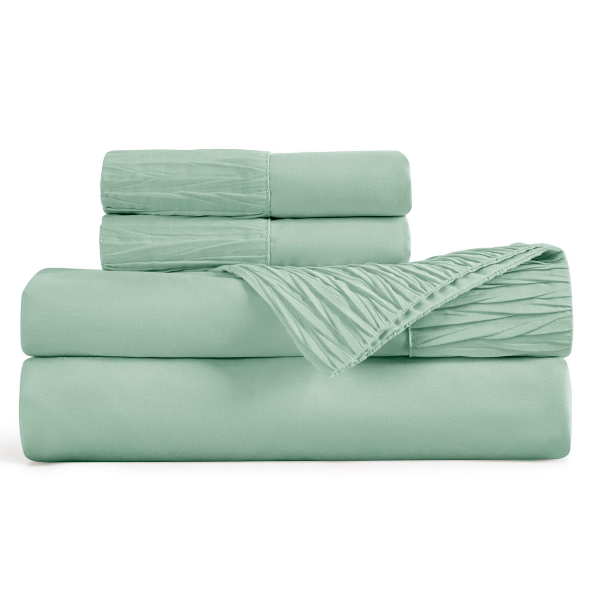 Bedsure Queen Sheet Set - Soft 1800 Sheets For Queen Size Bed, 4 Pieces Hotel Luxury Mint Green Sheets Queen, Easy Care Polyeste