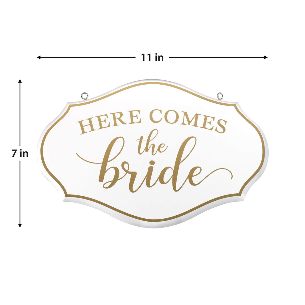 Lillian Rose Comes The Bride Flower Girl Ring Bearer Sign, 11'X7', White
