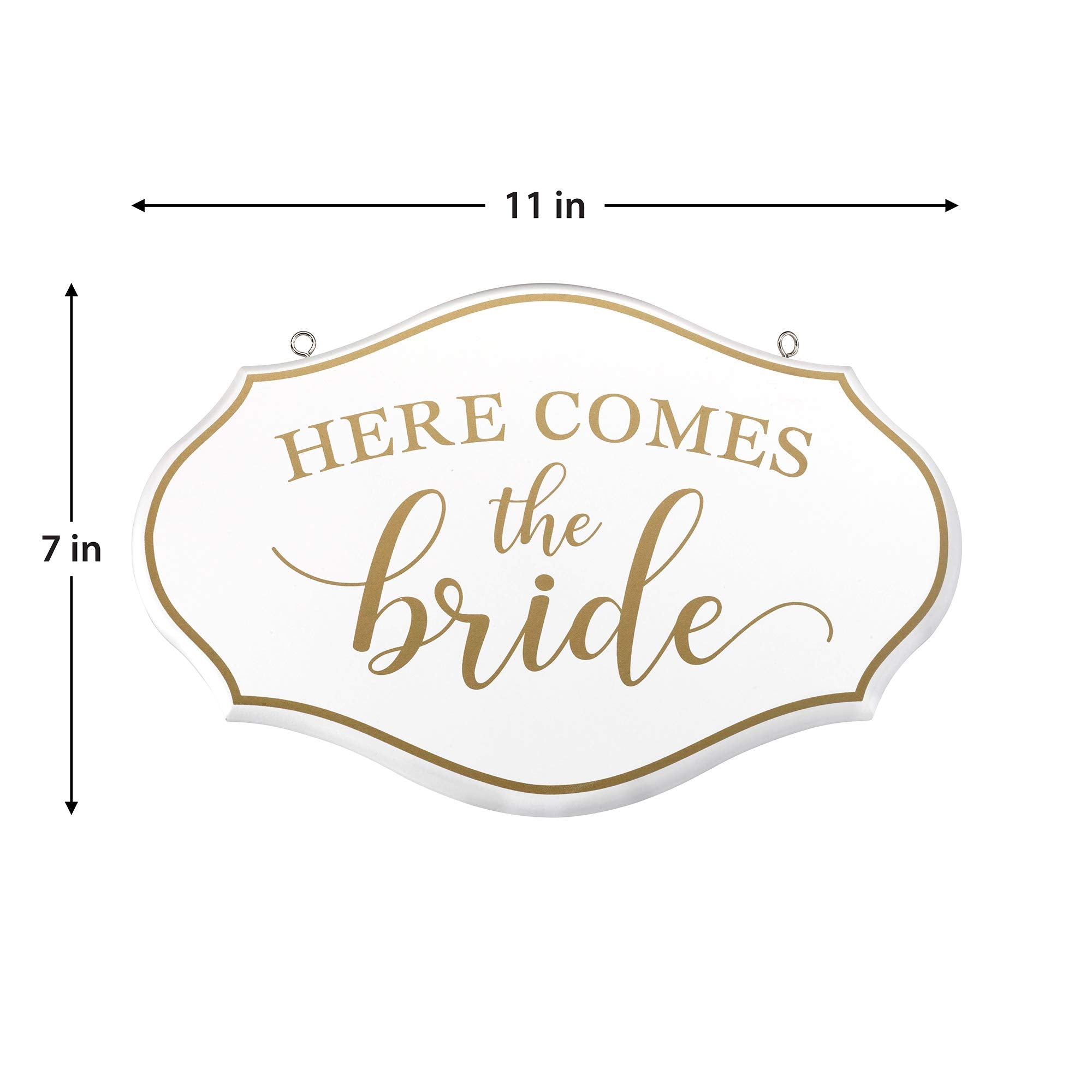 Lillian Rose Comes The Bride Flower Girl Ring Bearer Sign, 11'X7', White