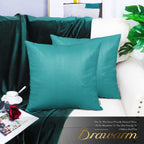Brawarm Teal Leather Throw Pillows 20 X 20 Inches, Snake Leather Pillow Covers Pack Of 2, Faux Leather Decorative Pillow Covers