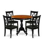 East West Furniture Amcl5-Bch-W 5 Piece Dinette Set For 4 Includes A Round Kitchen Table With Pedestal And 4 Dining Room Chairs, 36X36 Inch, Black & Cherry