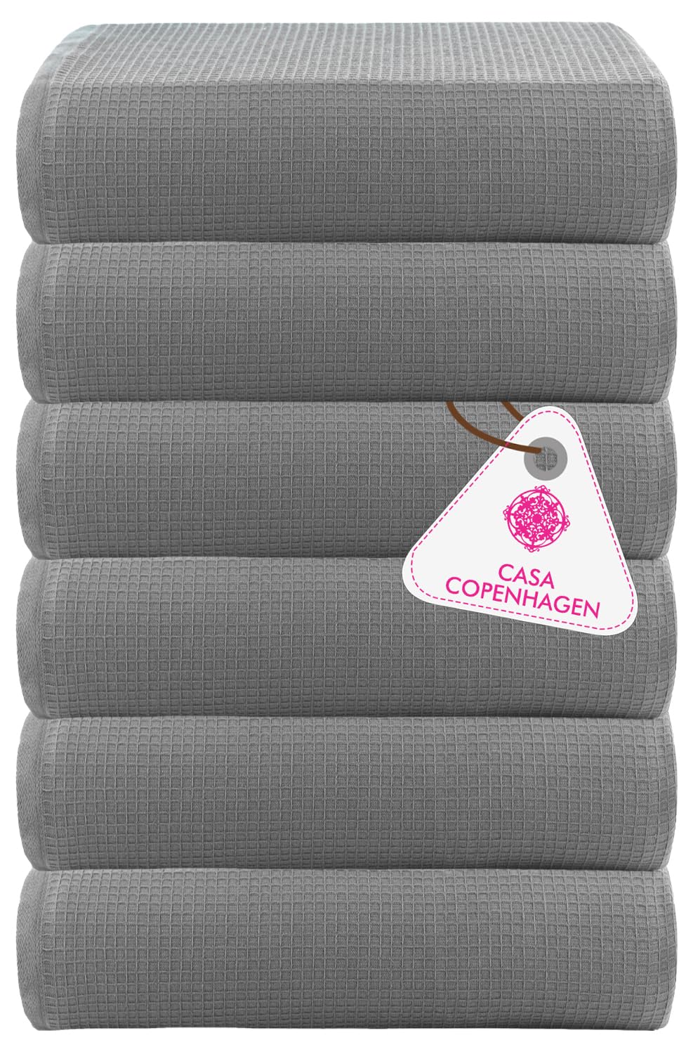 Casa Copenhagen  Egyptian Cotton Waffle Collection 6 Piece Hand Towels Set (Size : 40 x 60 cm)  Grey Voilet