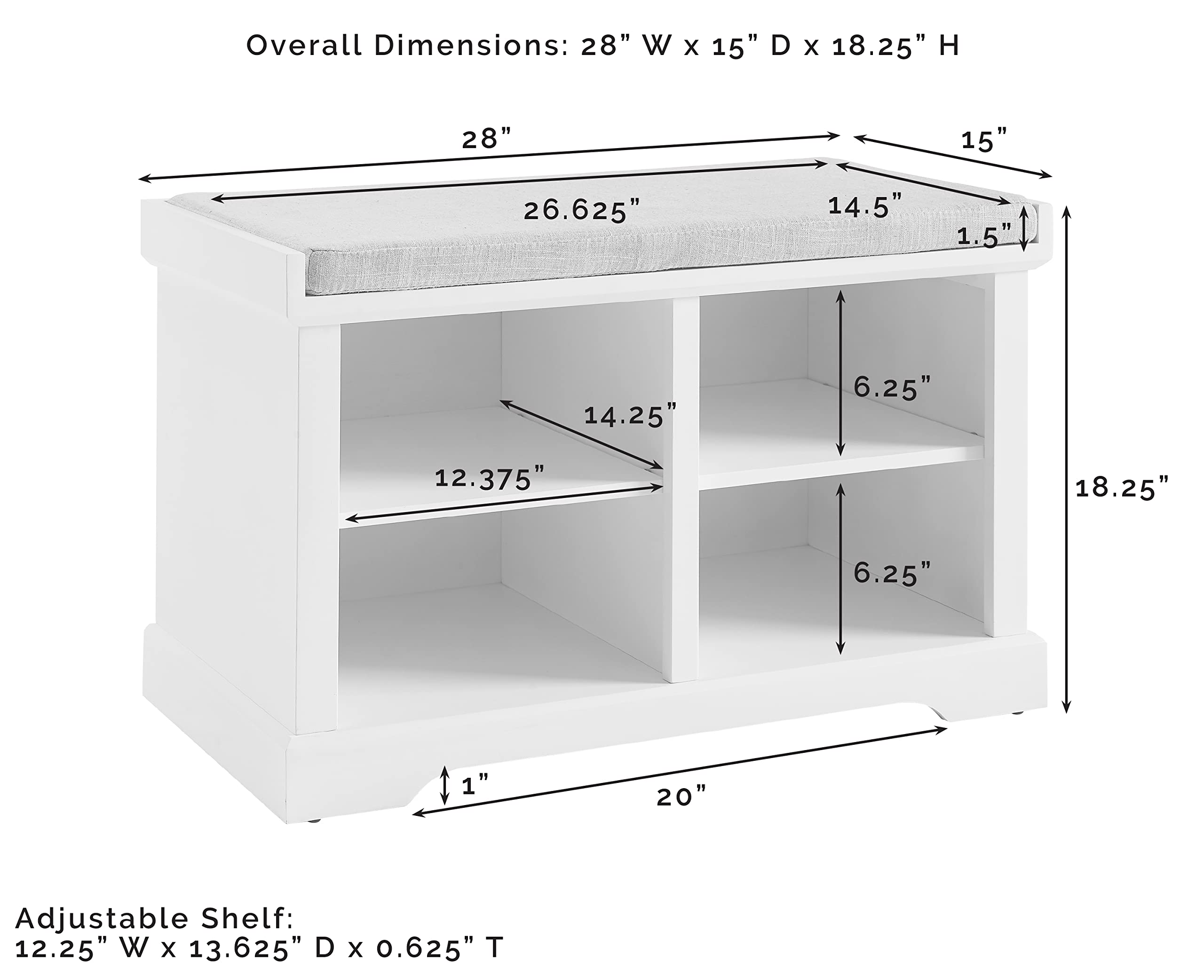 Crosley Furniture Anderson Entryway Storage Bench with Shoe Rack Organizer Shelves, Gray