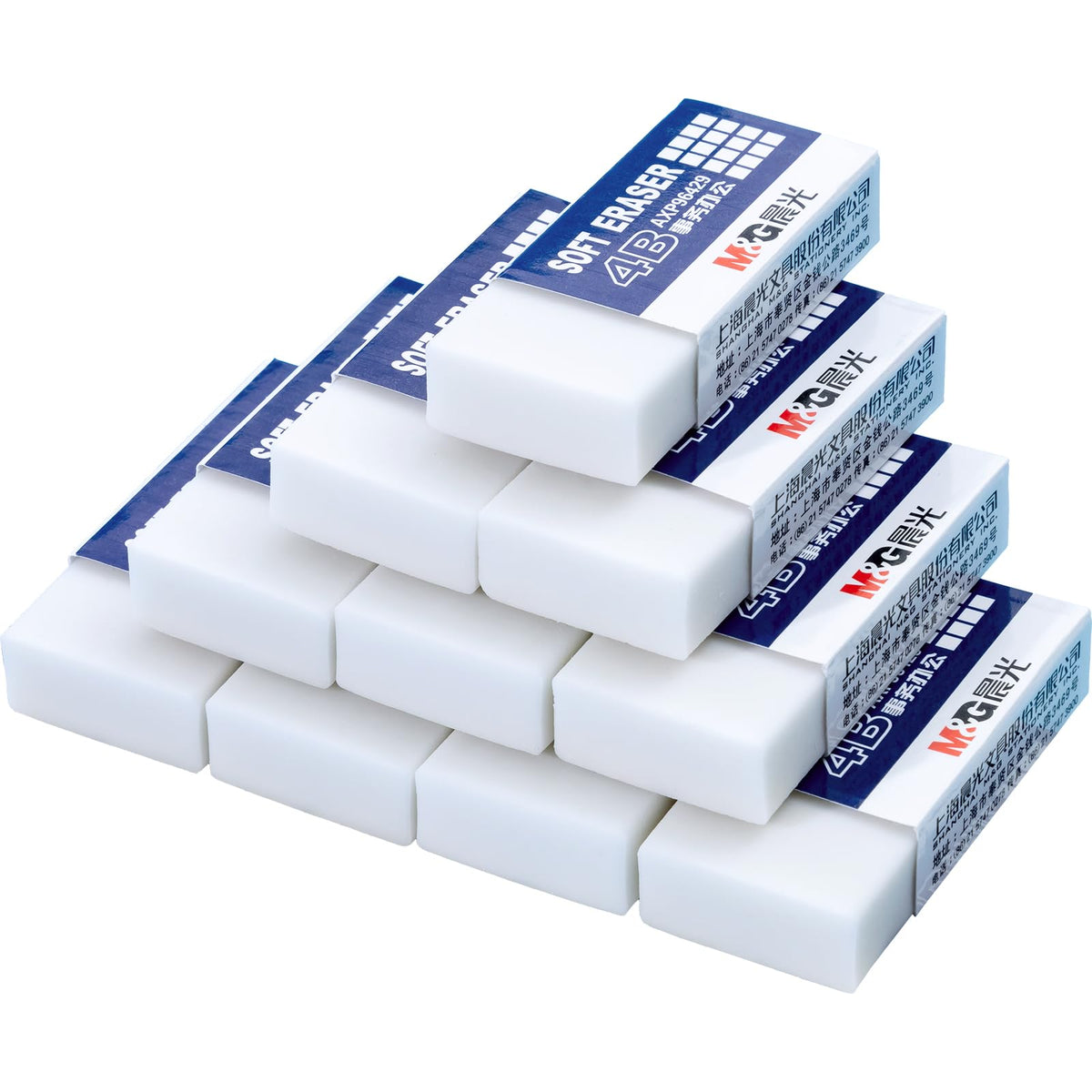M&G 30 Pack Large Erasers Pencil Erasers, 4B White Rubber Eraser Rectangular Bulk For Kids School Students Office, Art Erasers F
