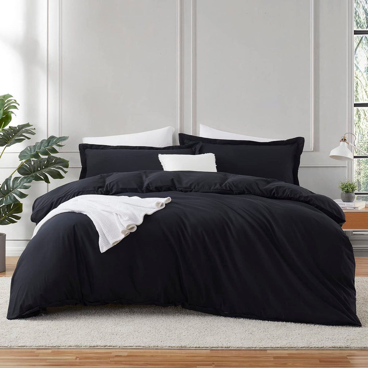 Hearth & Harbor Twin Duvet Cover Set - Soft Black Duvet Cover Twin, Double Brushed Twin/Twin Xl Duvet Cover 2 Piece With Button