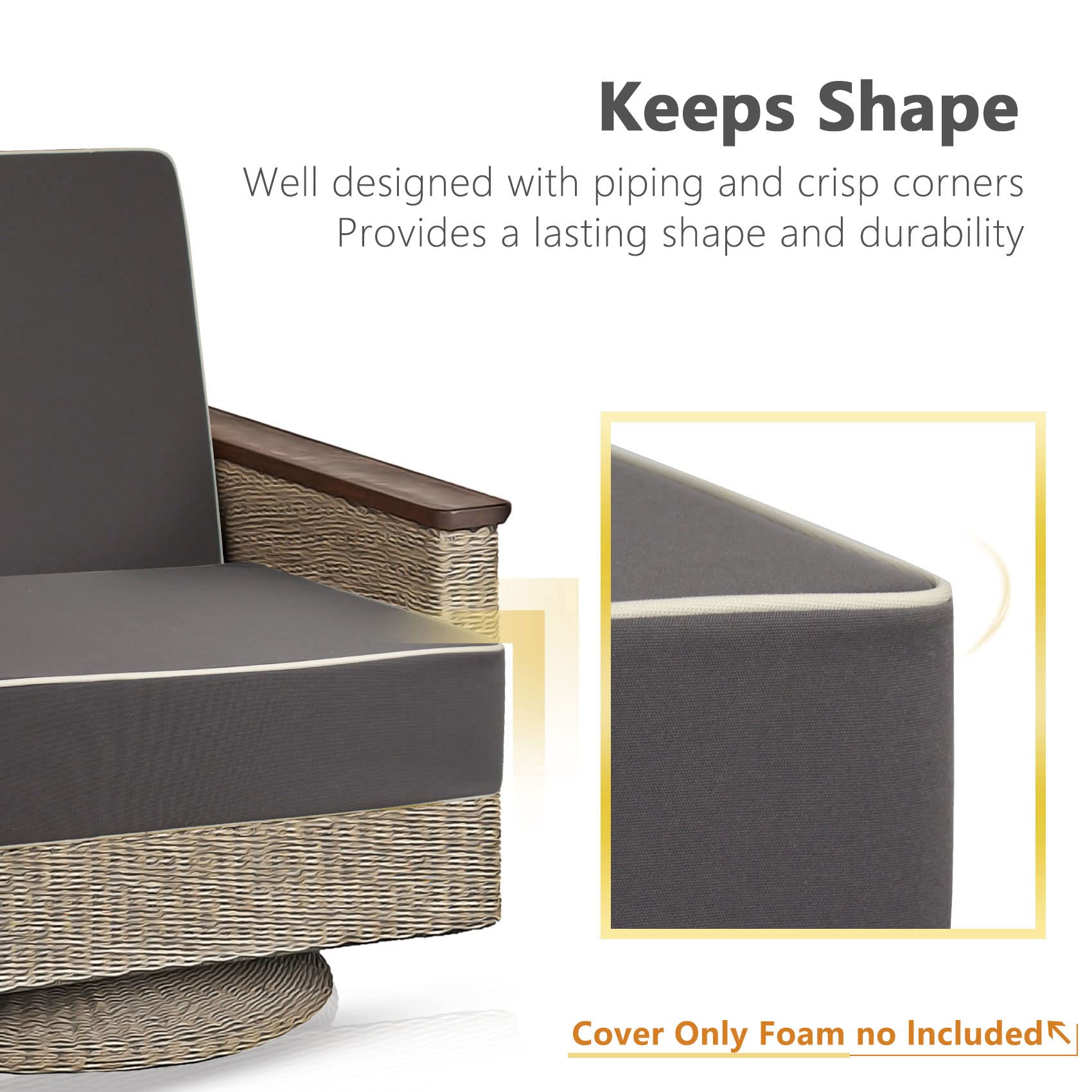 Porch Shield Outdoor Cushion Slipcovers Patio Chair Seat Cushion Covers Set 4 Waterproof Fade Resistant 23 X 23 X 4 Inch, Dark G
