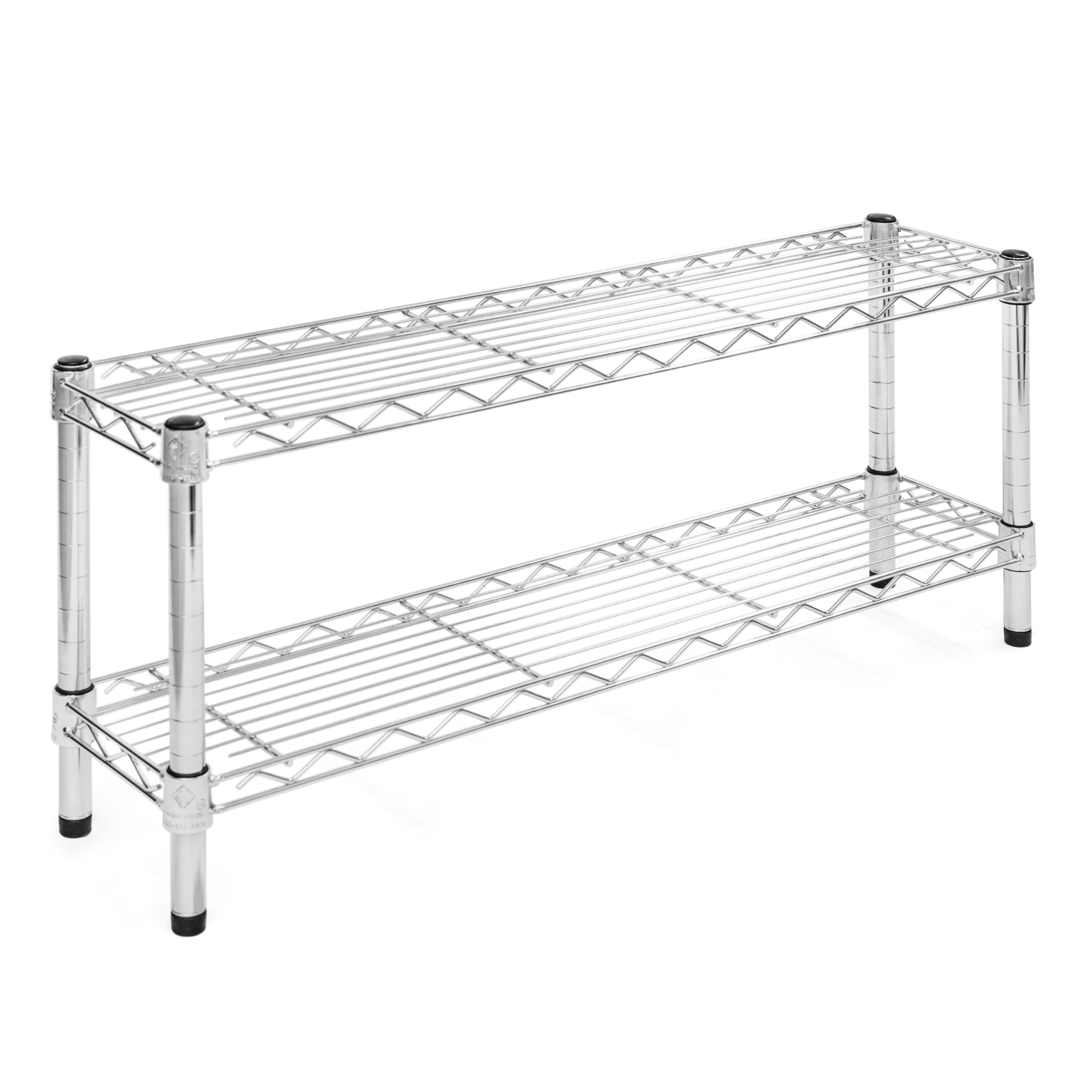 Shelving Inc. 8 d x 36 w Chrome Wire Shelving with 2 Tier Shelves, Weight Capacity 800lbs Per Shelf
