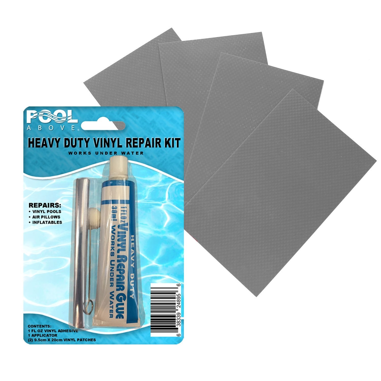 Pool Above 4 Pack Grey 3X5 Vinyl + Repair Kit For Inflatables Boat Raft Kayak Air Beds