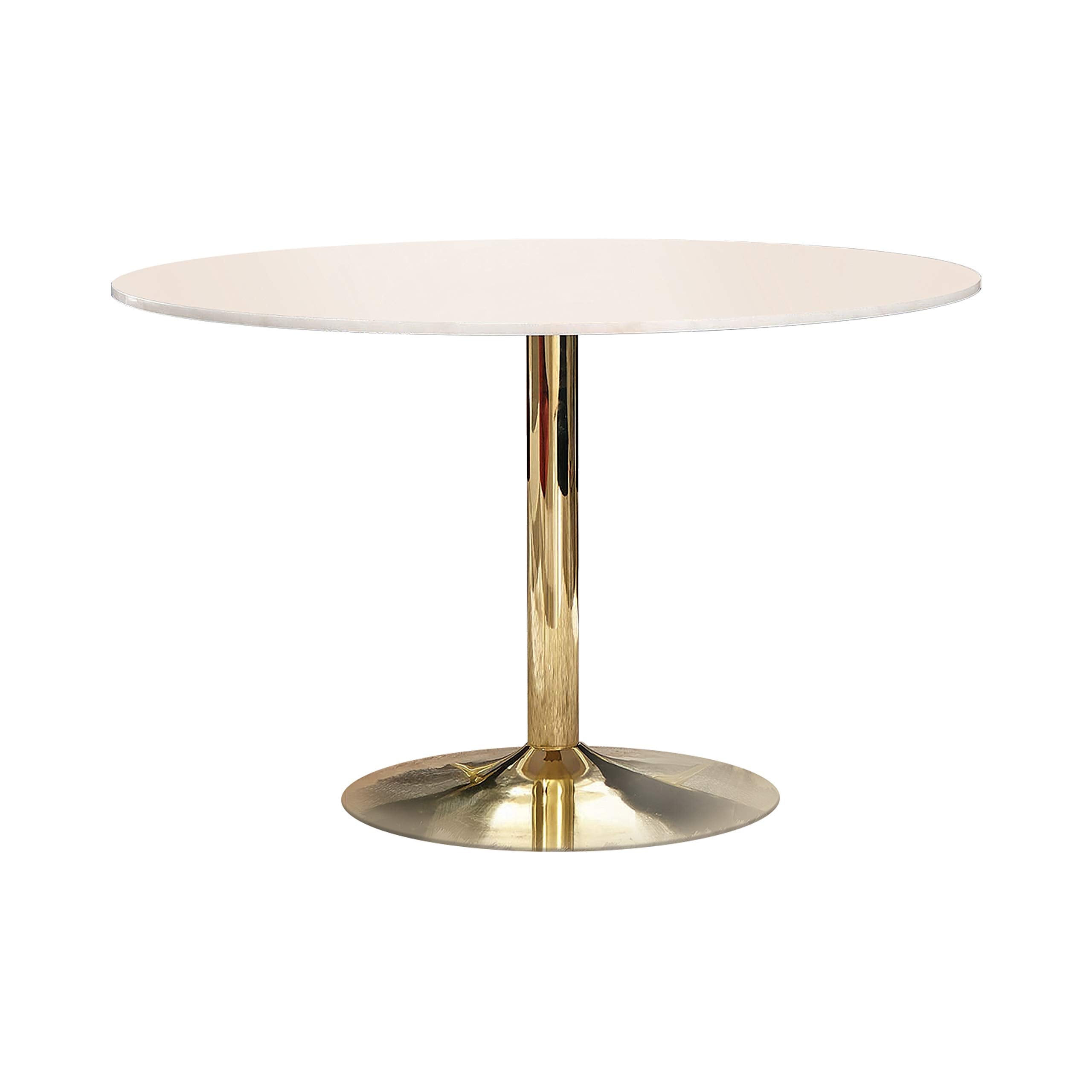 Coaster Home Furnishings Kella Round Marble Top Dining Table White and Gold