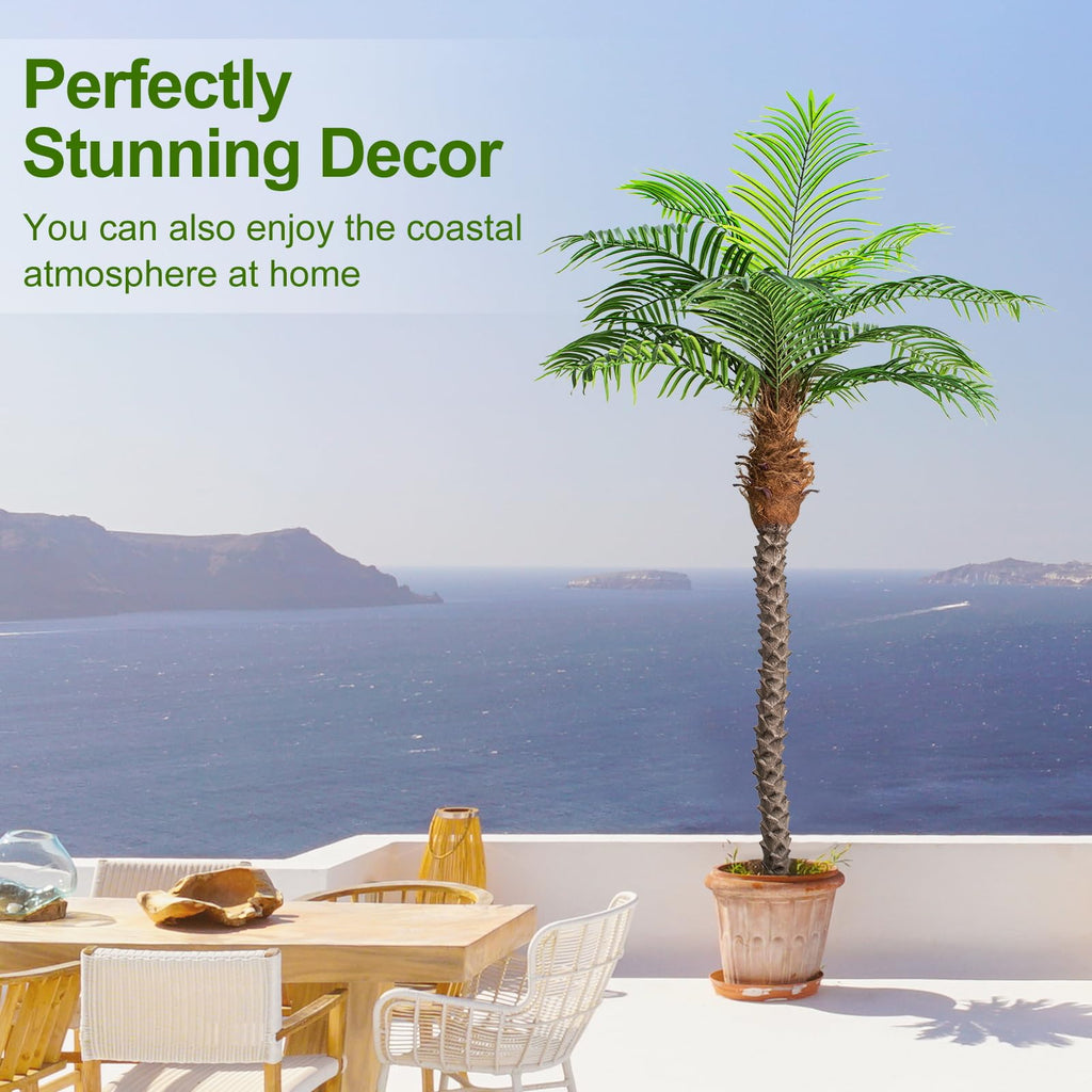 Keeplush 7Ft Tall Artificial Phoenix Palm Tree For Outdoor Indoor Decor, Large Faux Coconut Silk Palm Tree Tropical Fake Tree Pe