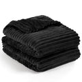Pavilia Super Soft Fleece Throw Blanket Twin Black, Fuzzy Plush Flannel Throw, Warm Cozy Ribbed Microfiber Blanket For Sofa Couc