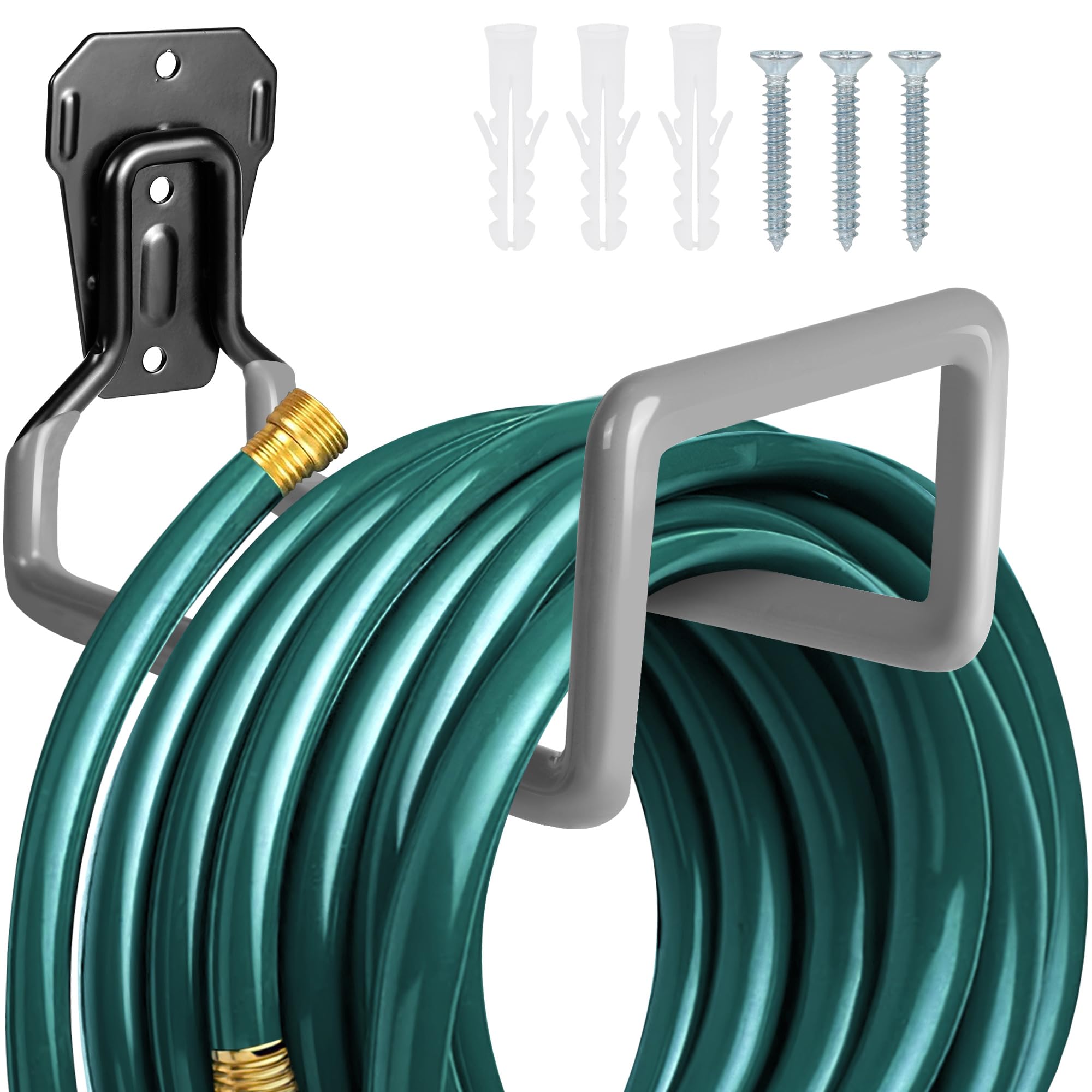 Peomev Garden Hose Holder, Metal Storage Hook - Heavy Duty, Rustproof, Wall Mounted, For Water Hose Organization