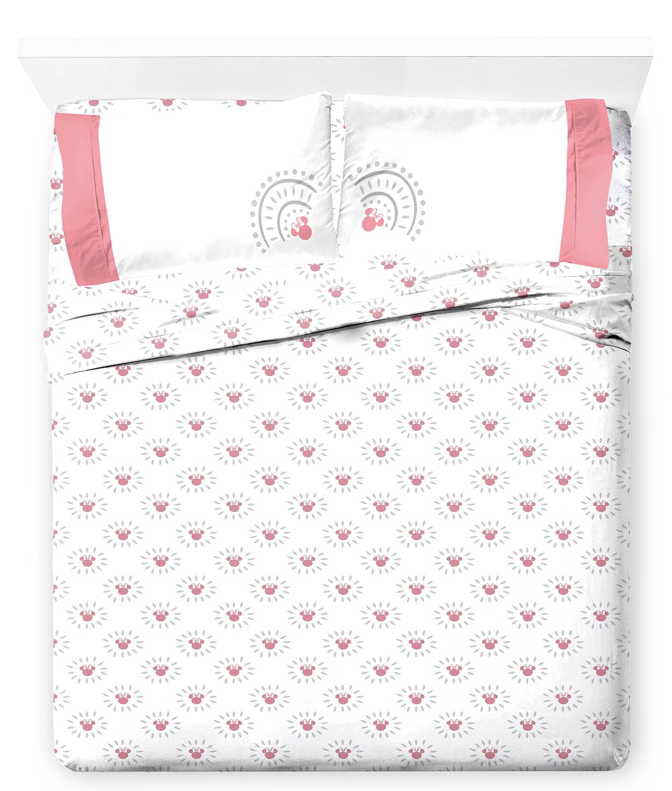 Jay Franco Disney Minnie Mouse King Sheet Set - Super Soft Pink Mandala 4 Piece Bedding Set - Kids Microfiber Sheets Includes Re
