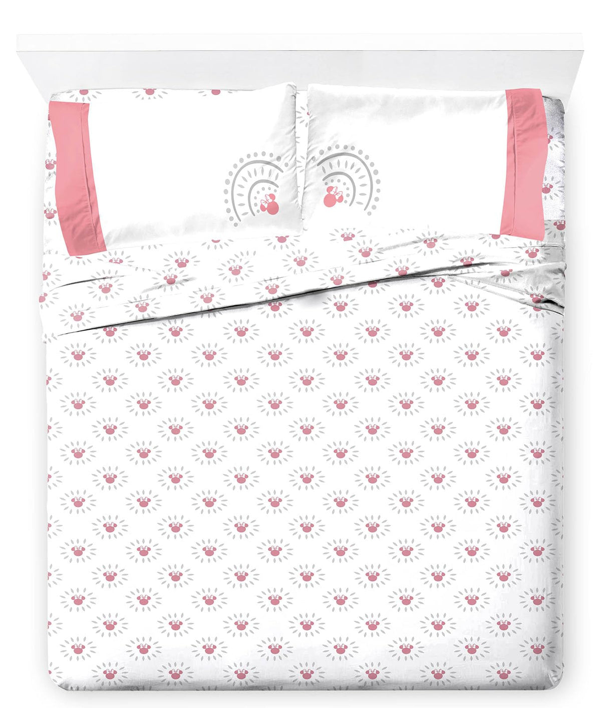Jay Franco Disney Minnie Mouse King Sheet Set - Super Soft Pink Mandala 4 Piece Bedding Set - Kids Microfiber Sheets Includes Re