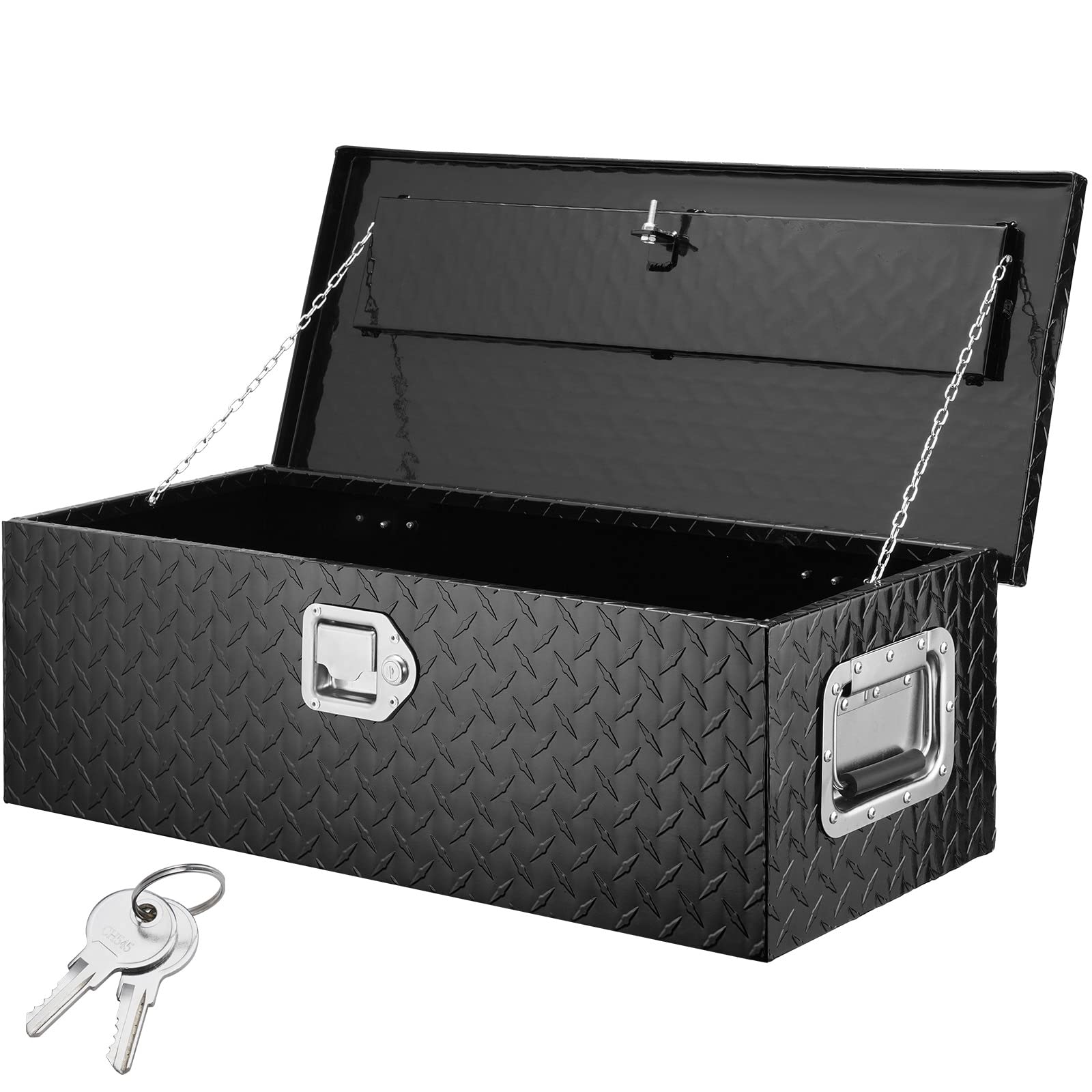 VEVOR Heavy Duty Aluminum Truck Bed Tool Box, Diamond Plate Tool Box with Side Handle and Lock Keys, Storage Tool Box Chest Box 