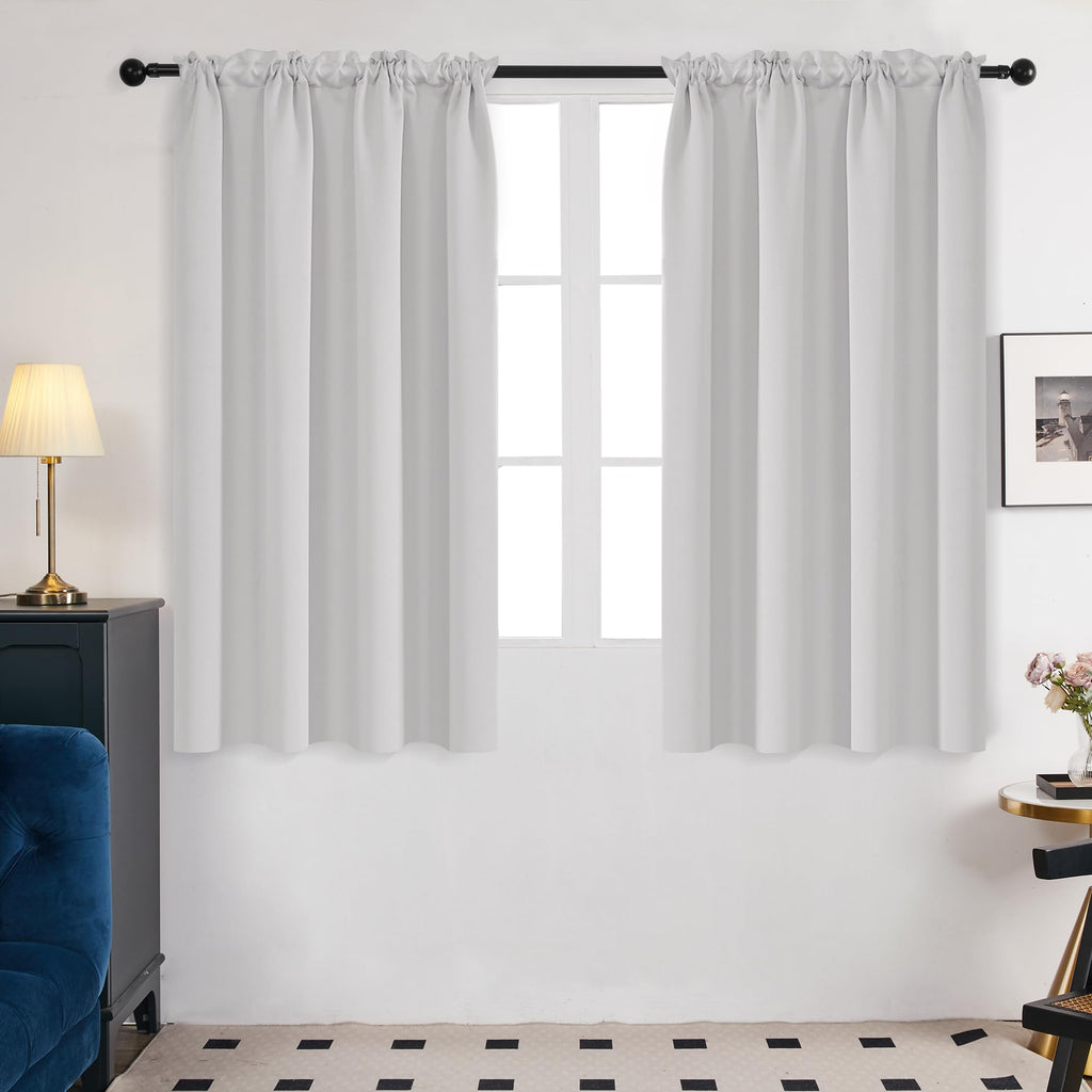 Deconovo Blackout Curtains For Bedroom–Thermal Insulated, Noise-Reducing, Energy-Efficient Drapes For Privacy & Soundproofing–Ideal For Parents, Seniors–42W X 45L Inch, Greyish White, 2 Panels