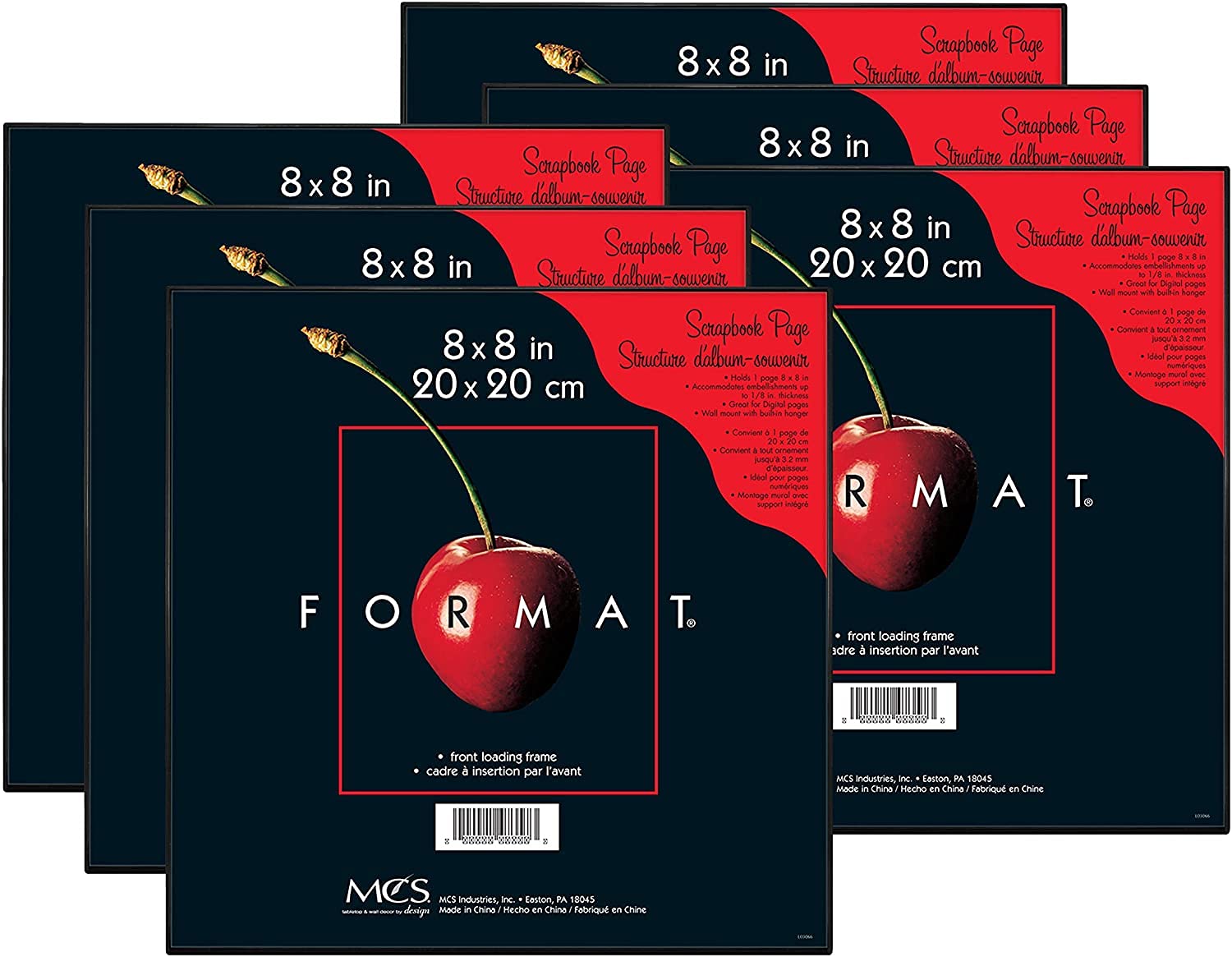 MCS Format Frames, 8 x 8 in, Black, 6 Count