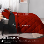 Downluxe California King Comforter Set - Red And Black Cal King Comforter Set, Soft Bedding Sets For All Seasons - 3 Pieces - 1 Comforter (104'X96') And 2 Pillow Shams(20'X36')