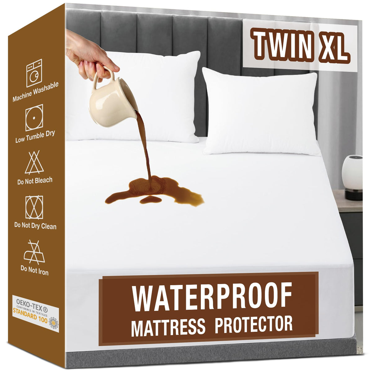 Lvyshow Twin Xl Mattress Protector, Waterproof Twin Xl Mattress Cover, Soft Breathable Noiseless Twin Extra Long Mattress Protec