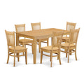 East West Furniture CAVA7-OAK-W 7 Piece Dining Room Table Set Consist of a Rectangle Wooden Table and 6 Kitchen Dining Chairs, 36x60 Inch, Oak