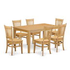 East West Furniture CAVA7-OAK-W 7 Piece Dining Room Table Set Consist of a Rectangle Wooden Table and 6 Kitchen Dining Chairs, 36x60 Inch, Oak