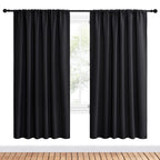 Nicetown Halloween Black Blackout Curtain Blinds - Solid Thermal Insulated Window Treatment Blackout Drapes For Bedroom (2 Panel