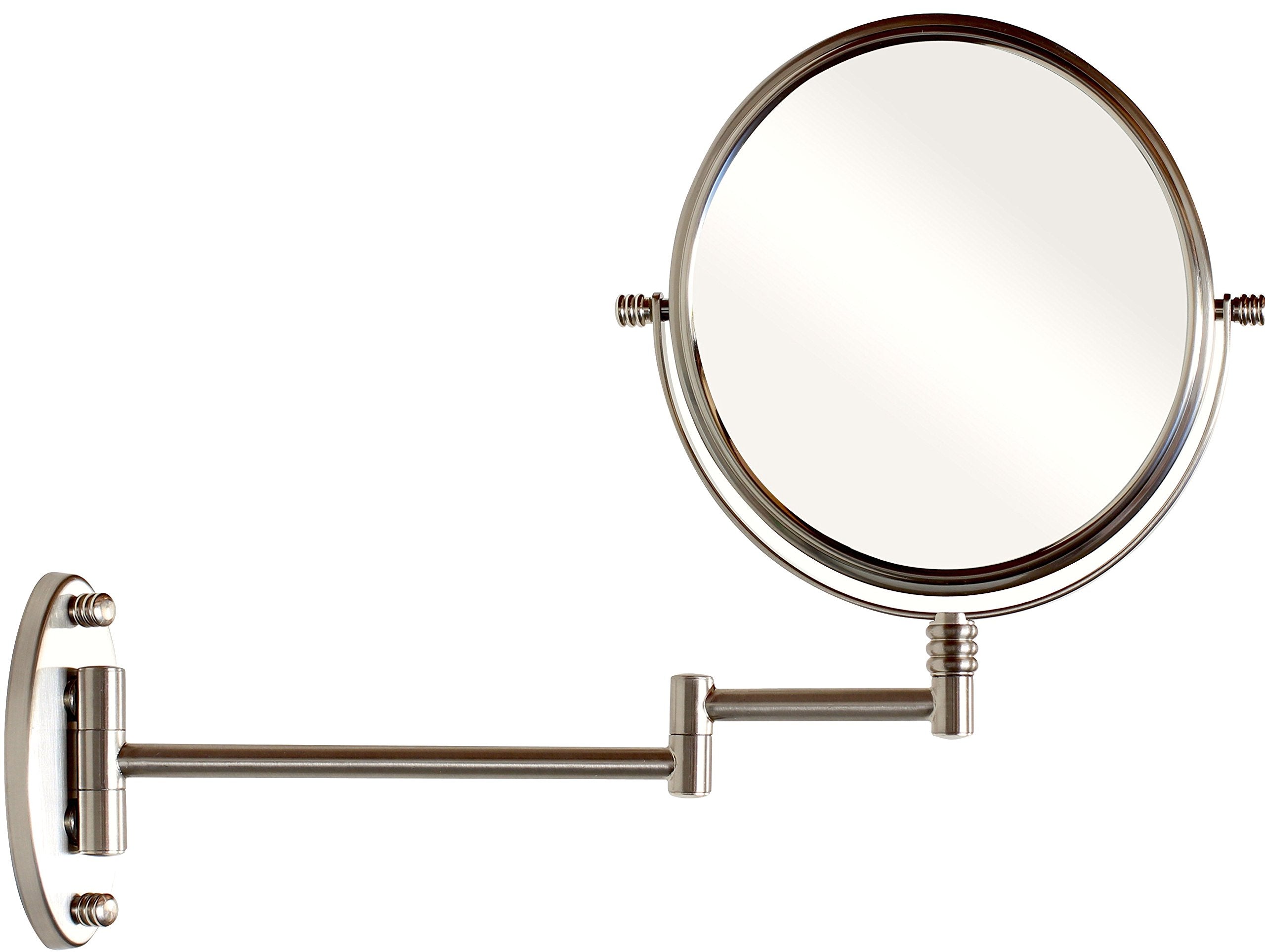 Deco Brothers Wall Mount Extendable Mirror, 8 Inch Double Sided with 7X Magnification, Nickel