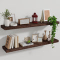 Marsmiles Wood Floating Shelves for Wall Set of 2, 36 Inch Wide Rustic Wooden Floating Shelves, Invisible Wall Mounted Display f