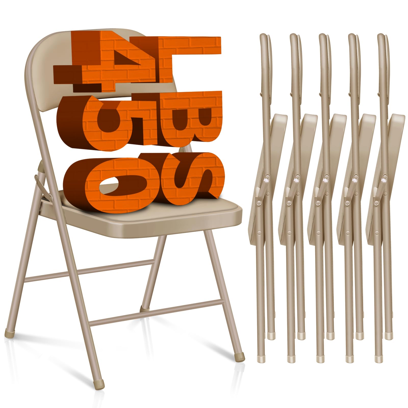 Fenbeli Folding Chairs With Padded Seats - 4 Pack Padded Folding Chair With Steel Frame For Home And Office, Indoor And Outdoor