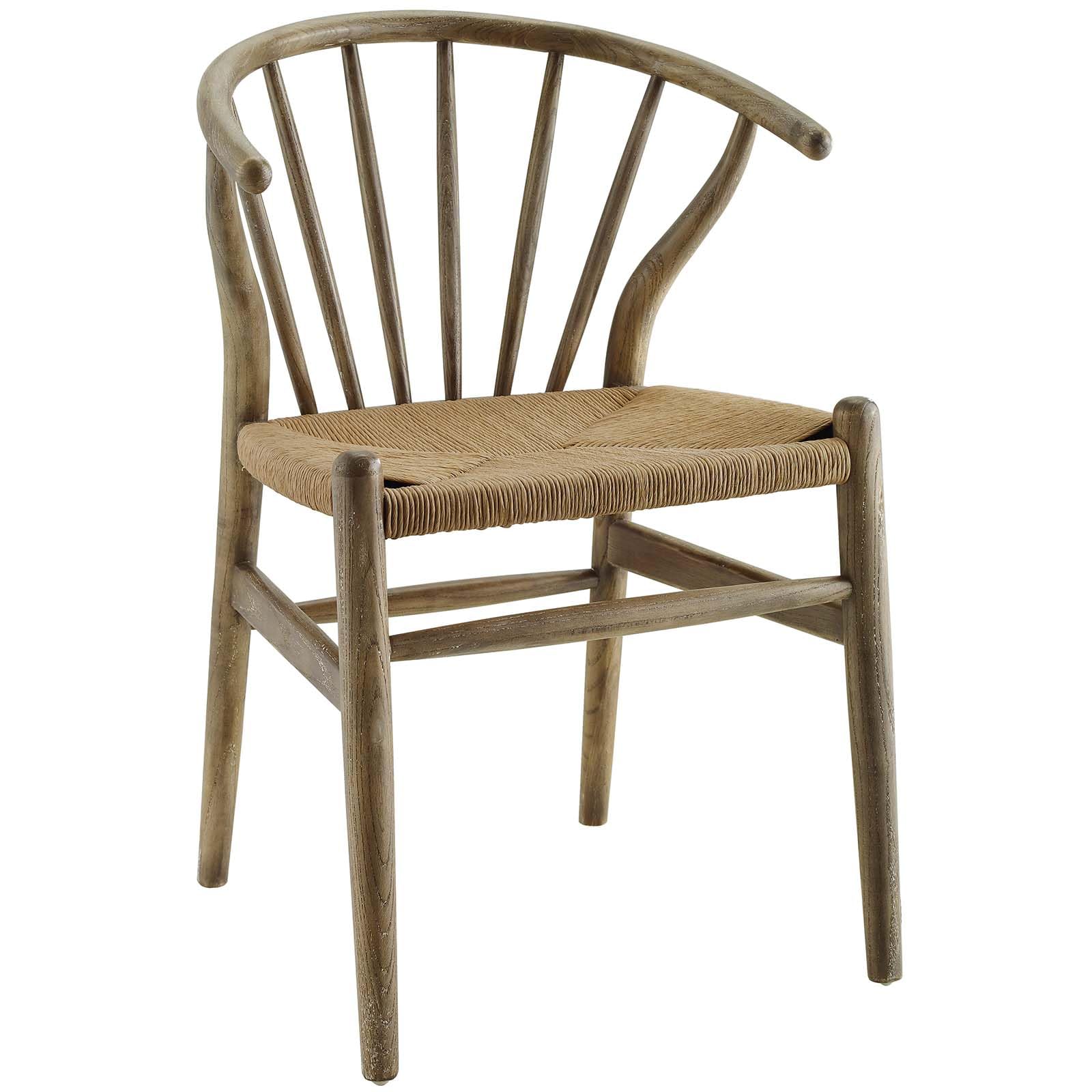 Modway Flourish Mid-Century Modern Rustic Farmhouse Wood Dining Chair In Gray