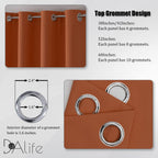Dualife Rust Orange Blackout Short Curtains For Living Room 45 Inch Length Ochre Fall Room Darkening Grommet Curtains For Bedroo