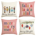 Avoin Colorlife Merry Christmas Nutcracker Pink Throw Pillow Covers, 20 X 20 Inch Winter Holiday Party Cushion Case Decoration F