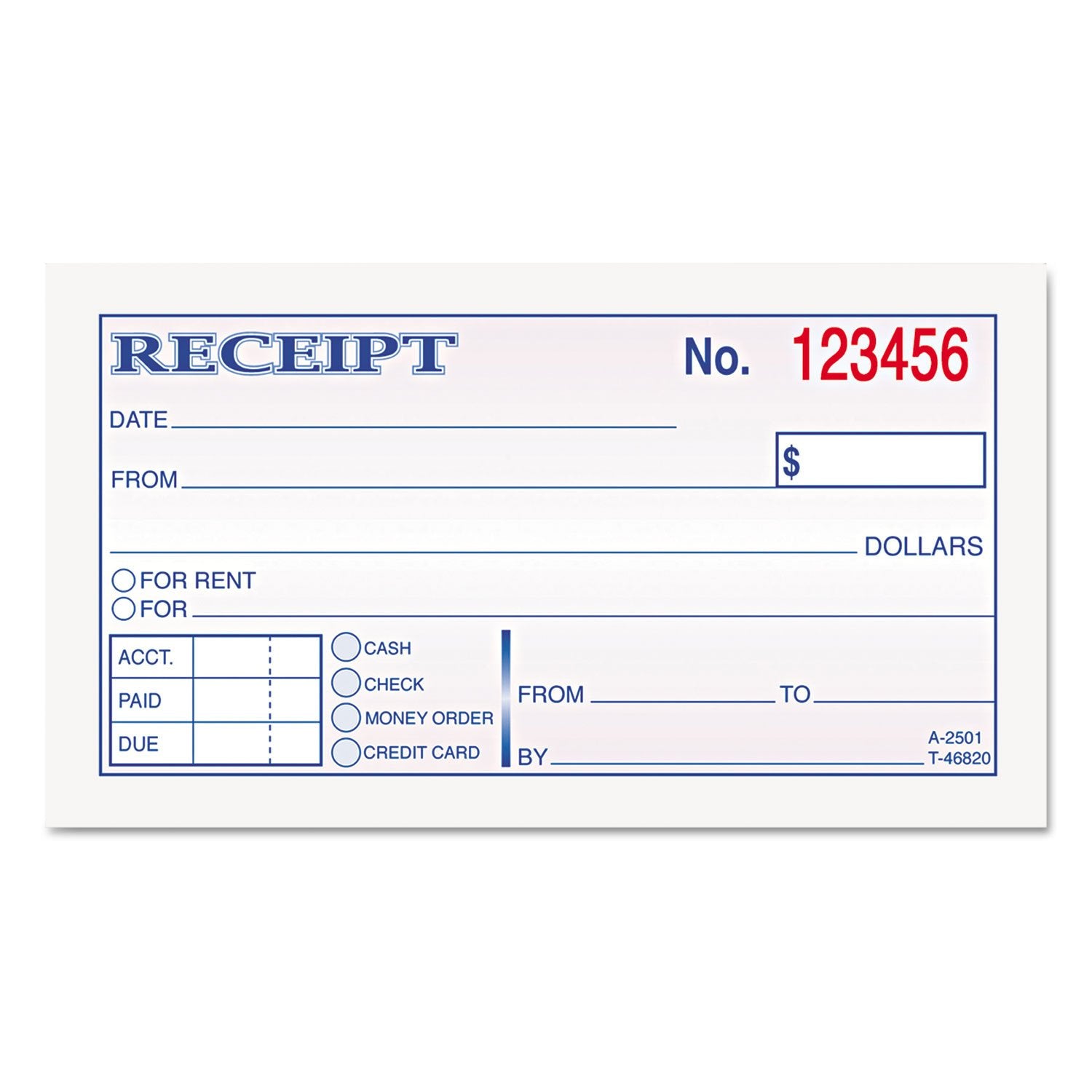 Tops 46820 Money And Rent Receipt Books, 2-3/4 X 4 7/8, 2-Part Carbonless, 50 Sets/Book