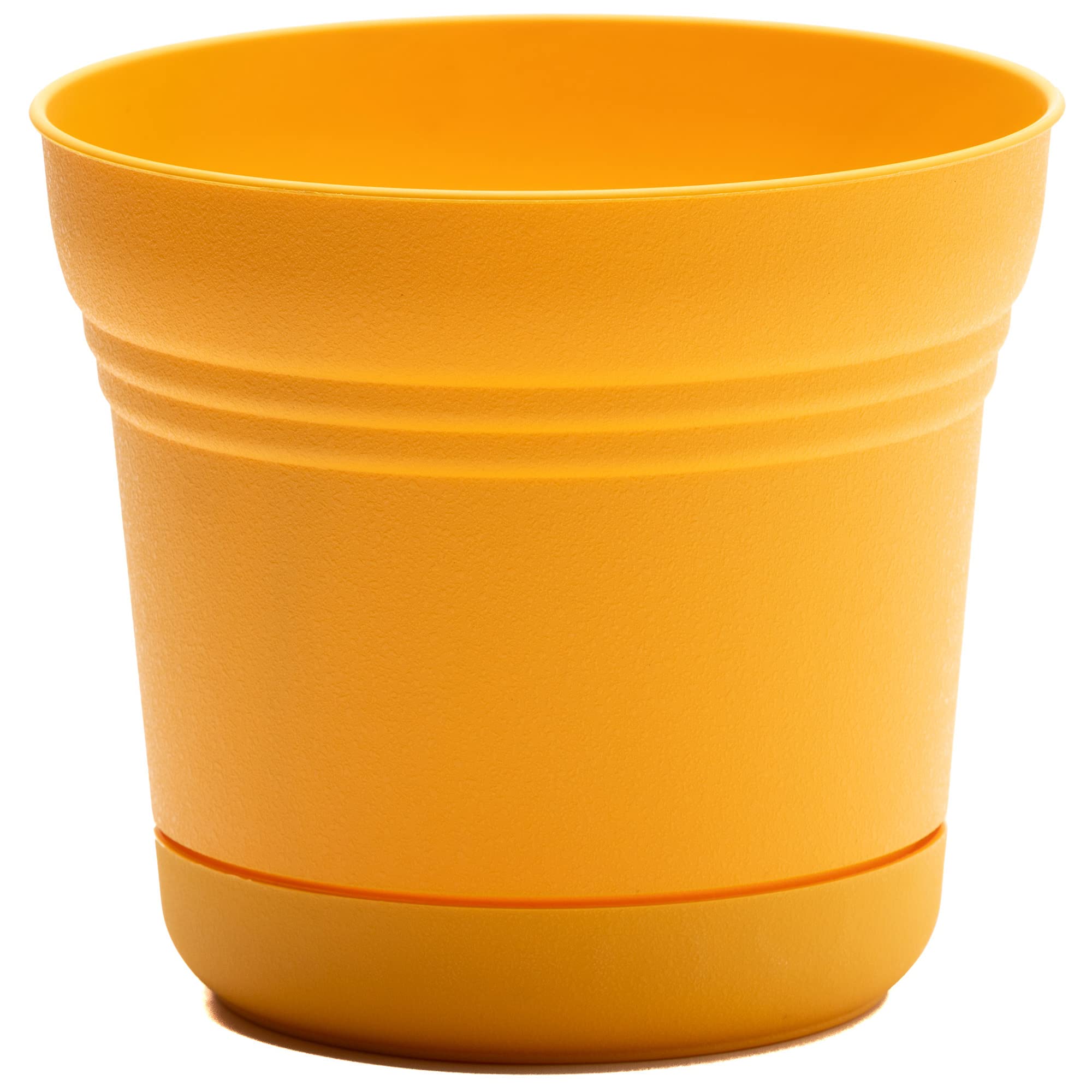 Bloem Saturn Round Planter With Saucer Tray: 14' - Earthy Yellow - Durable Plastic Pot, Matte Finish, Removable Saucer, For Ind