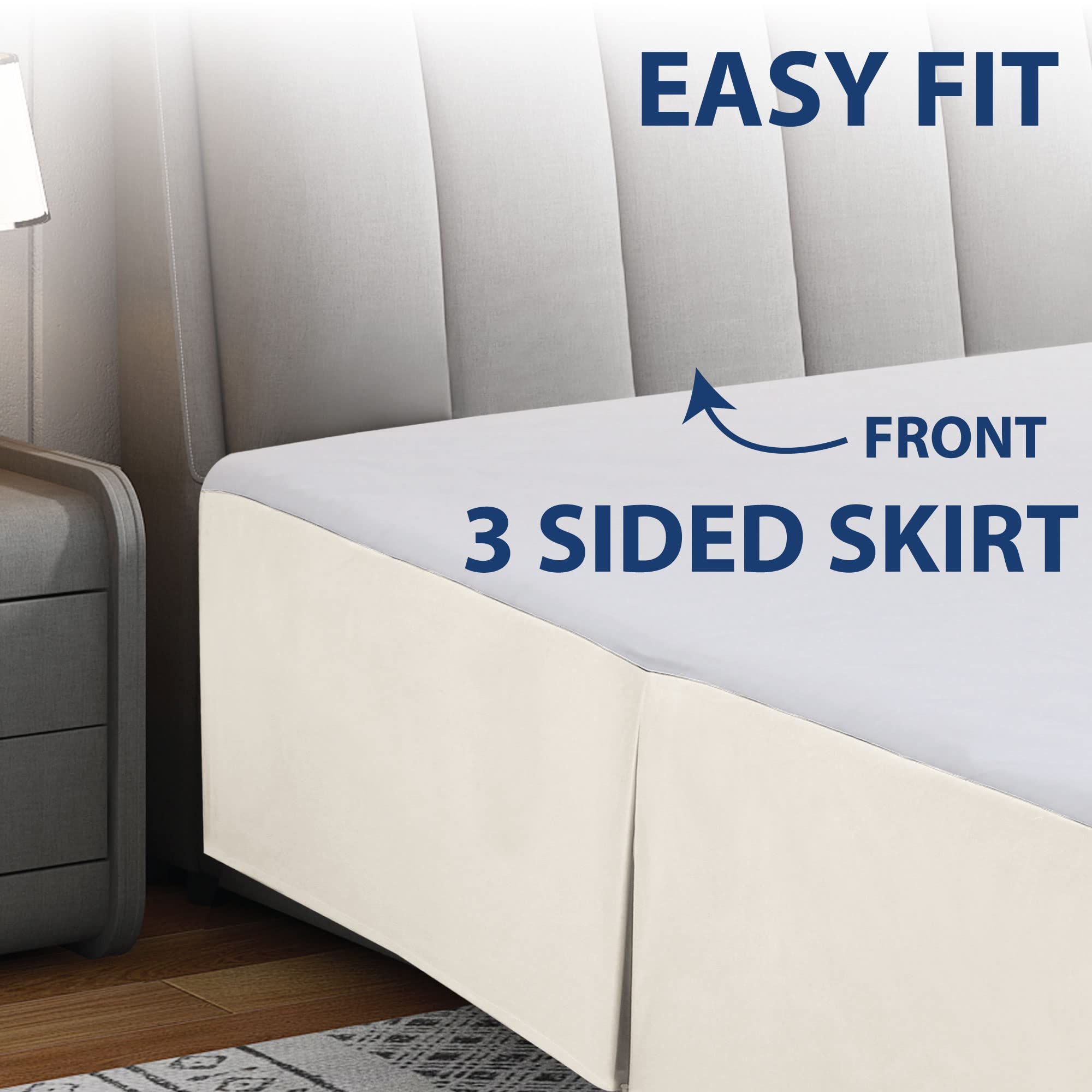 Cathay Home Double Brushed Microfiber Pleated Easy Fit Bed Skirt, Ultra Soft, Fade And Wrinkle Resistant - Coconut Milk, Full