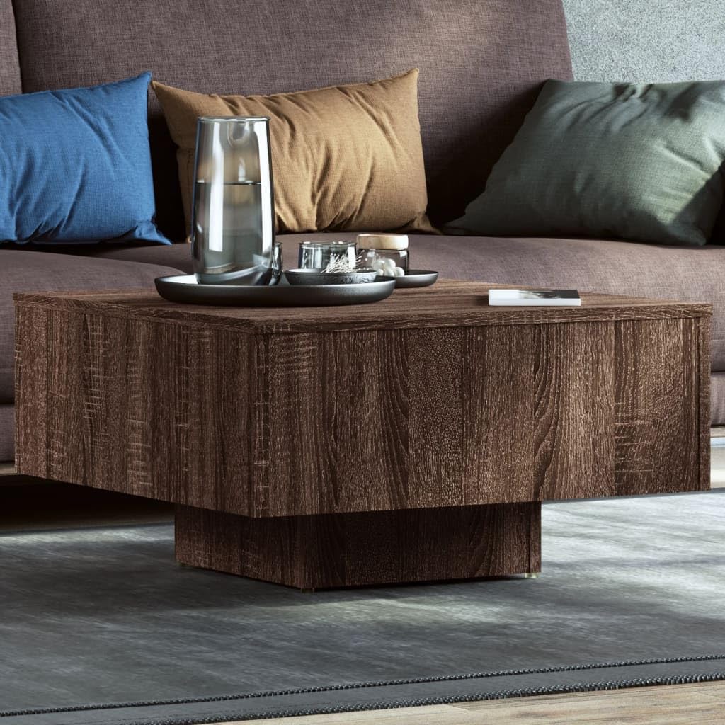 Vidaxl Smoked Oak Coffee Table - Engineered Wood Side Table For Living Room, Lounge, Bedroom - Compact And Versatile Design - Damp Cloth Cleaning