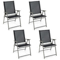 Giantex Patio Folding Chairs Set Of 4, Outdoor Lawn Chairs With Rustproof Metal Frame, Portable Dining Chairs For Porch, Deck, Garden, Backyard, Camping