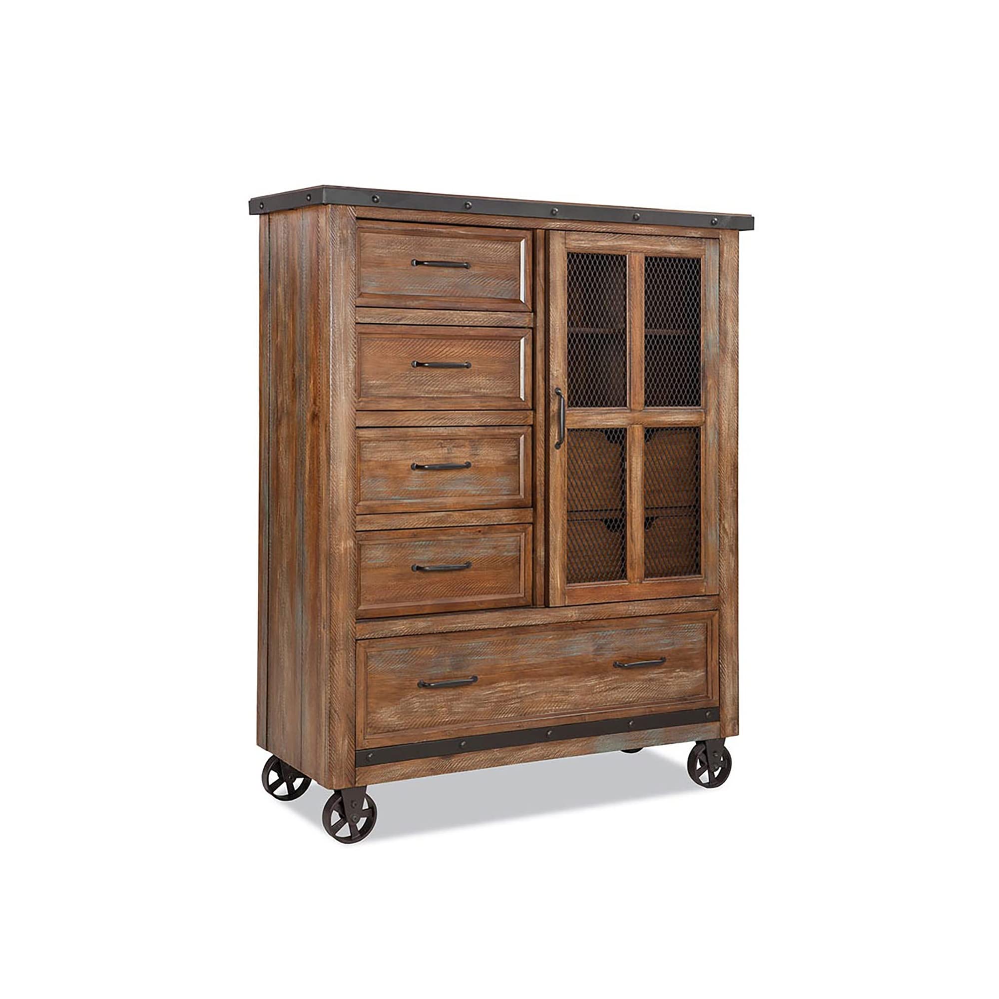Intercon Taos Gentleman's Chest with 5 Drawers and Door Cabinet, Canyon Brown Dresser