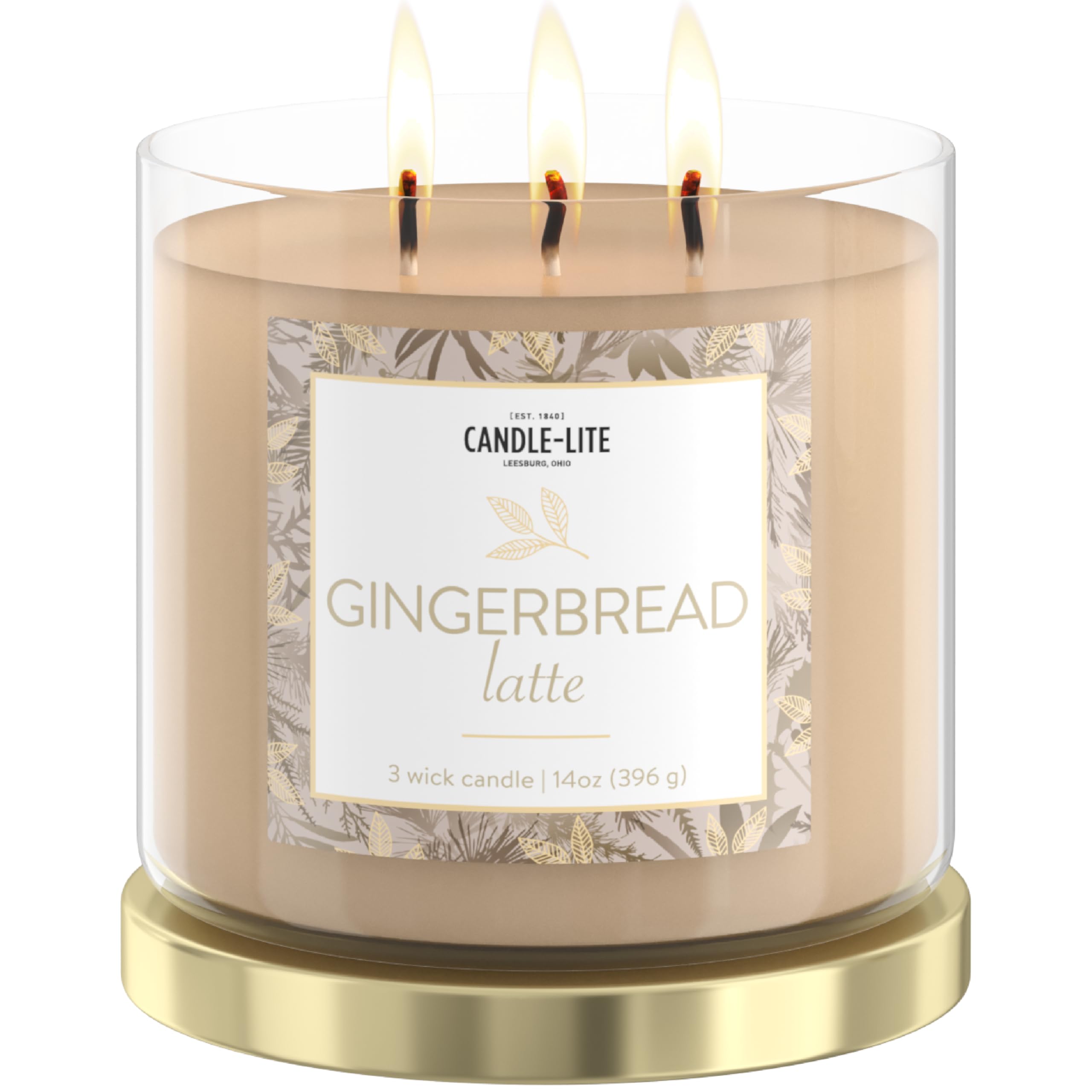 Candle-Lite Scented Candles, Gingerbread Latte Fragrance, 14 oz Three-Wick Aromatherapy Jar Candle, Perfect for Gifting and Cele