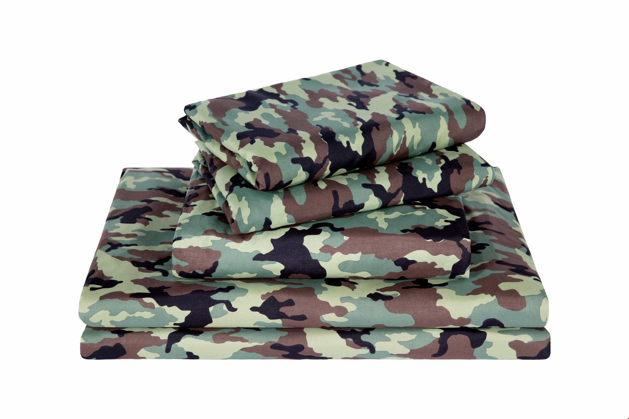Chezmoi Collection Military Camo 4-Piece Sheet Set - Camouflage Army Green Printed Microfiber Soft Breathable Deep Pocket Sheets