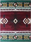 YHSF South West Native American Area Rug C318 (Burgundy, 5 Feet x 7 Feet)