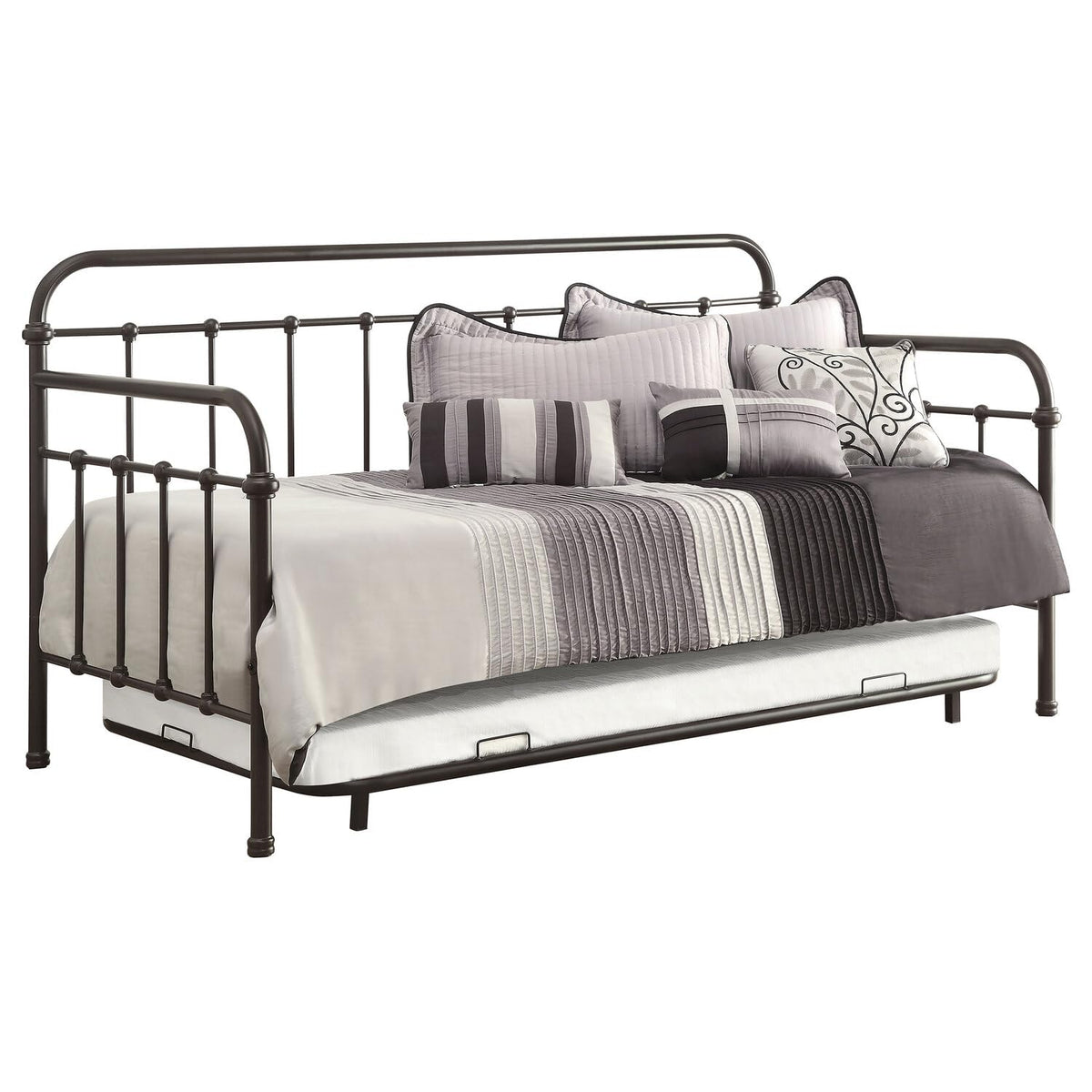 Coaster Home Furnishings Daybed with Trundle and Metal Frame Dark Bronze 300398