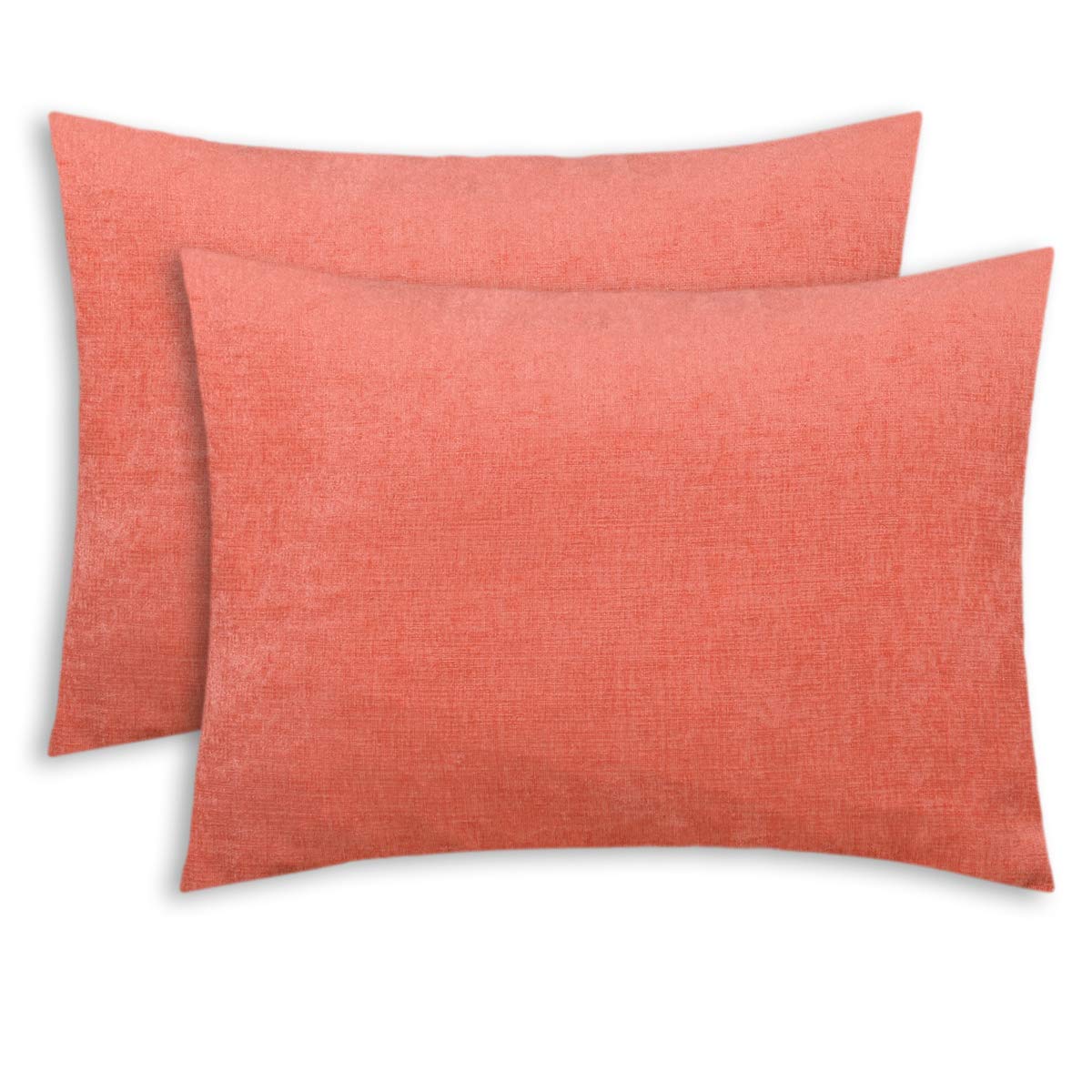 Calitime Pack Of 2 Cozy Standard Pillow Shams Cases For Bed Bedding Decoration Solid Dyed Soft Chenille 20 X 26 Inches Living Co