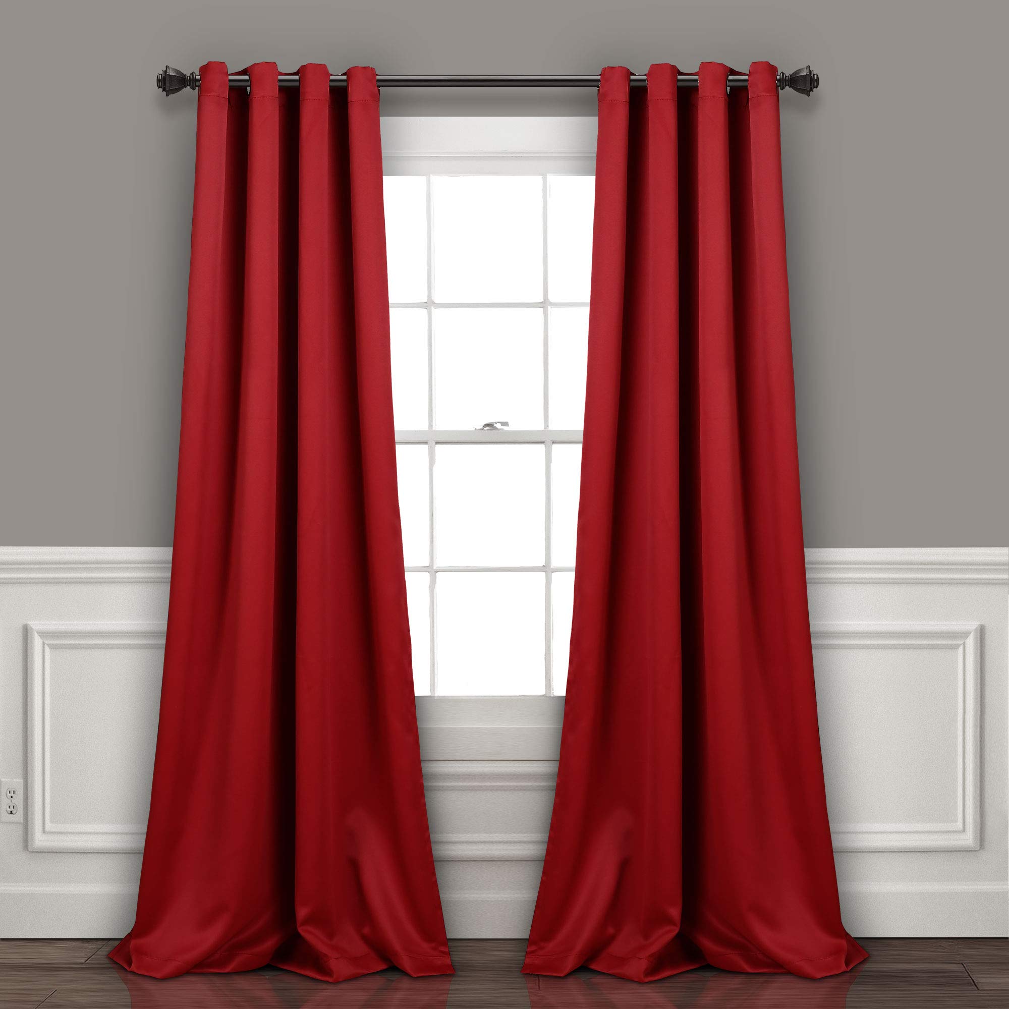 Lush Decor Insulated Grommet Blackout Window Curtain Panels, Pair, 52' W X 84' L, Red - Classic Modern Design - Chic Window De