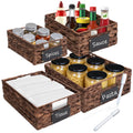 Set of 4 Sizes HandWoven Pantry Shelf Baskets, Hyacinth Storage Baskets with Chalkboard Labels & 2 Chalk Markers, Wicker Nestab