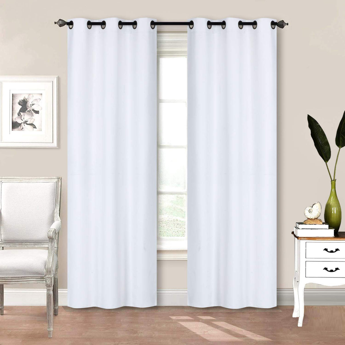Home Collection 2 Panels 100% Blackout Curtain Set Solid Color with Rod Pocket Grommet Drapes for Kitchen, Dinning Room, Bathroo