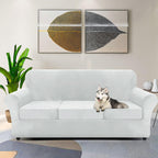 Znsayotx Luxury Velvet Couch Cover 4 Piece Stretch Oversized Sofa Covers For 3 Cushion Couch Thick Soft Large Sofa Slipcover Anti Slip Dogs Pet Furniture Protector (Silver Grey), 91'-110'(3 Cushions)