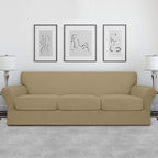 Easy-Going 4 Pieces Oversized Stretch Soft Couch Cover For Dogs - Washable Sofa Slipcover For 3 Separate Cushion Couch - Elastic Furniture Protector For Pets, Kids Tan